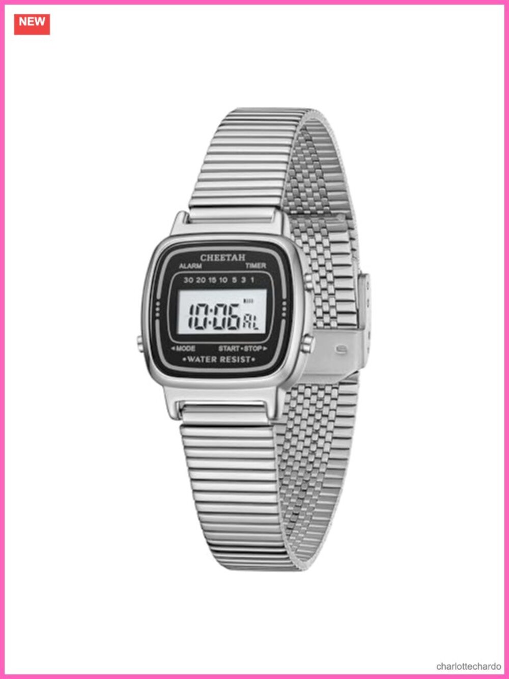 Women's Square Digital Watch Stainless Steel Bracelet Waterproof